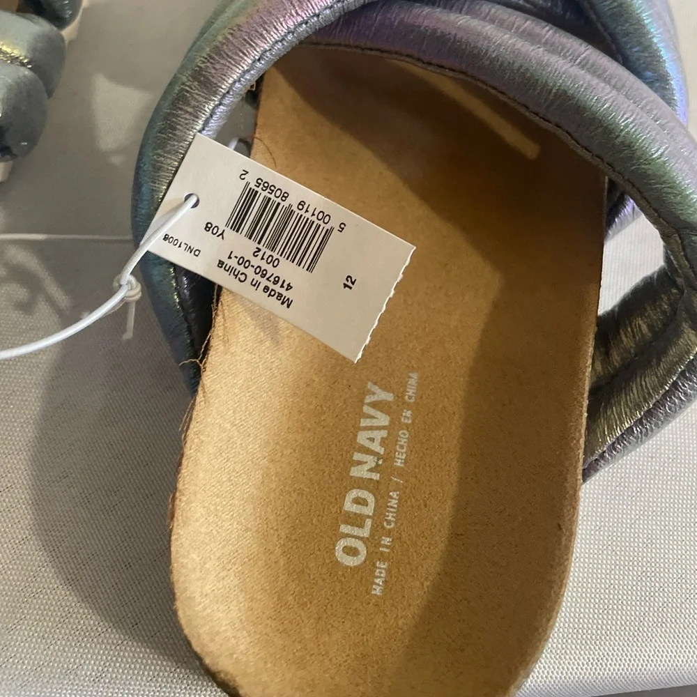 Old Navy Metallic Slide Sandals Girls 12